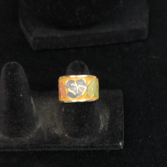 DaVinci Silver and Enamel Ring  Size 6.75 - Picture 1 of 4
